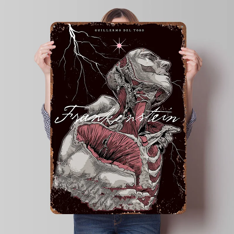 Frankenstein By Guillermo Del Toro Printed Poster Customized Wall Art Retro Vintage Metal Tin Signs for Home and Decoration Room