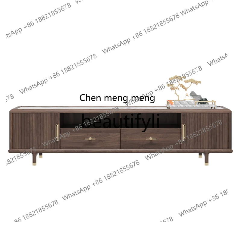 

New Chinese-style solid wood rock panel TV cabinet ash wood living room home modern size apartment, locker H