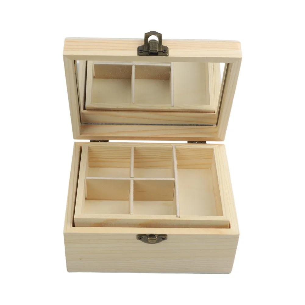 Storage Box Wood Box Jewelry Box Wedding Gifts Makeup Cosmetic Earrings Ring Desk Rangement Make Up Wooden Organizer ﻿