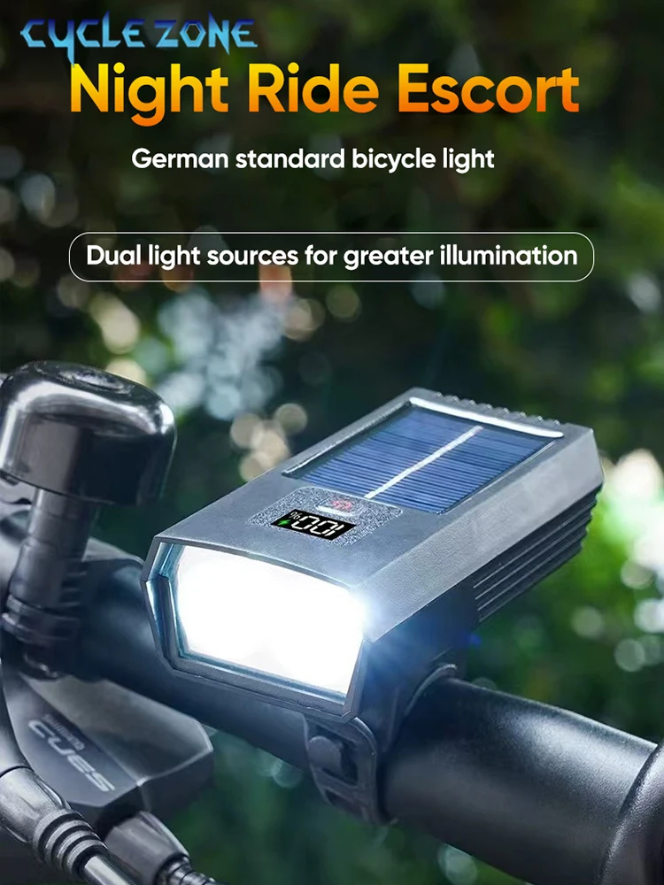 AliExpress cycle zone 200 lumens Solar Bike Light Type-C Rechargeable 800mAh LED 3 Mode Bicycle Flashlight Front Lamp for Road MTB Bikes Accessories