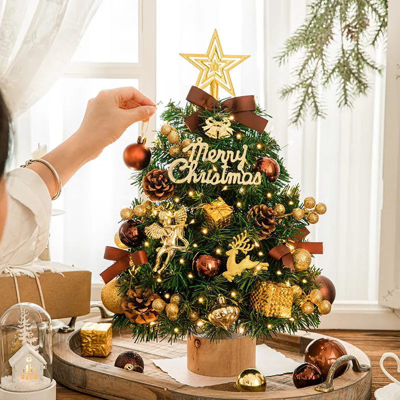 Ins Style Mini Christmas Tree DIY Material Kit Desktop Household Handmade Xmas Scene Decoration Ornament Supplies