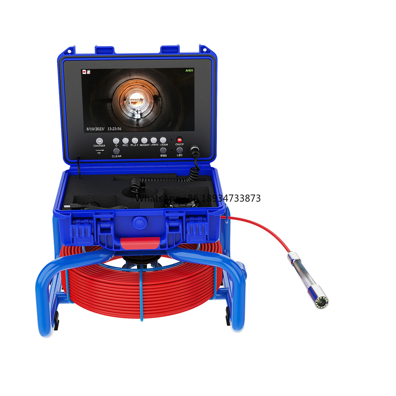 

1080p Hd sewer camera 9 "video screen with meter meter 512HZ industrial pipe endoscope