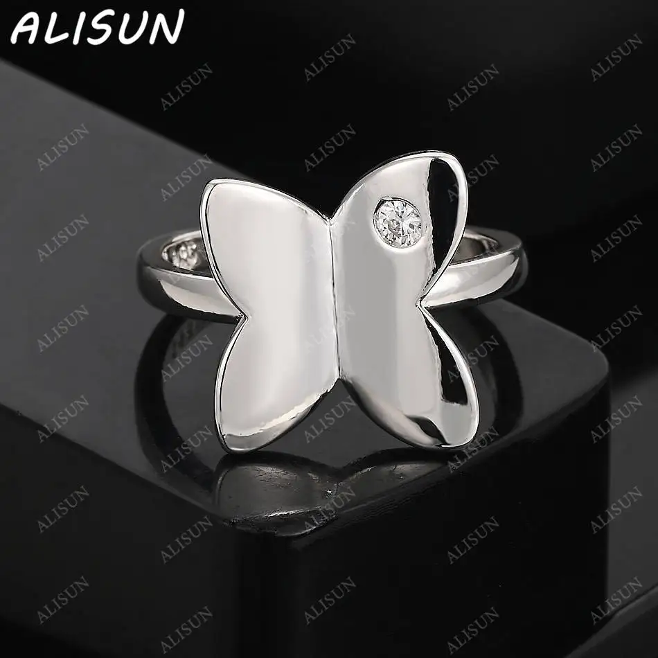 

ALISUN 925 Sterling Silver Zircon Butterfly Fine Ring For Women Fashion Jewelry Charm Grace Wedding Engagement Accessories