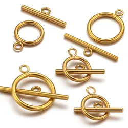 5 Set di fermagli OT rotondi in acciaio inossidabile connettori con fibbia a levetta placcati in oro per collana di braccialetti fai da te forniture per la creazione di gioielli