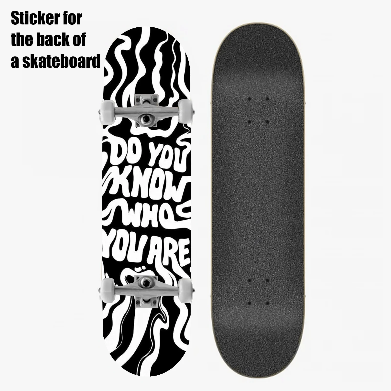 

1 2D flat 9 × 33 inch "black and white abstract lines with simple flow on the street" theme printed skateboard back sticker