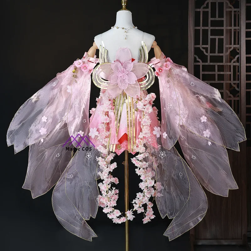 RT01 Naraka: Bladepoint Kurumi Hu Tao Косплей Костюм Китайский Стиль Hanfu Розовое Платье Традиционный Сексуальный Фестивальный Наряд Парик Fu & Gf1