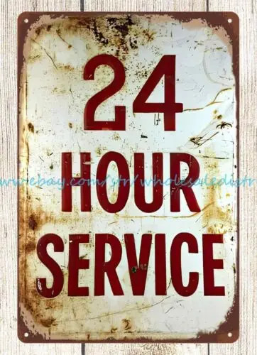Сервис 24 часа, металлический жестяной знак, Западный Декор для дома
