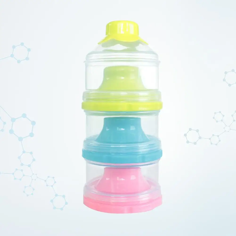 กล่องนมผง 3 ชั้นแยกส่วนที่เก็บอาหารเด็กสูตรตู้คอนเทนเนอร์แบบพกพา Feeding Solution