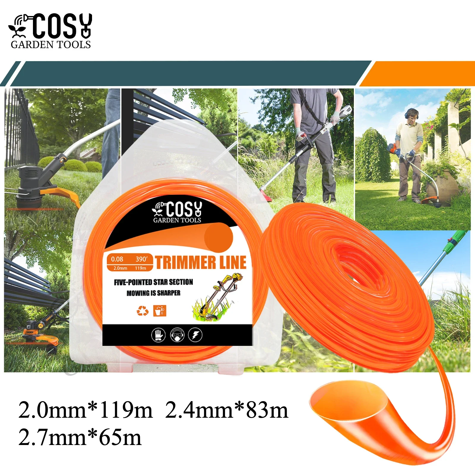 

Replacement 2.7mm/2.4mm Strimmer Line for Garden Grass Strimmers Electric Brushcutter Nylon Cord Weed Trimmer String Wire Line