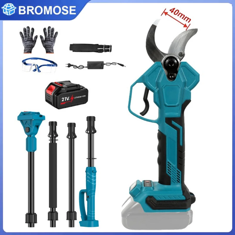 Potatore elettrico senza fili e senza spazzole da 1300 W, con lama da 50 mm, per potare rami alti, ideale per alberi e rami, compatibile con batteria Makita da 18 V.