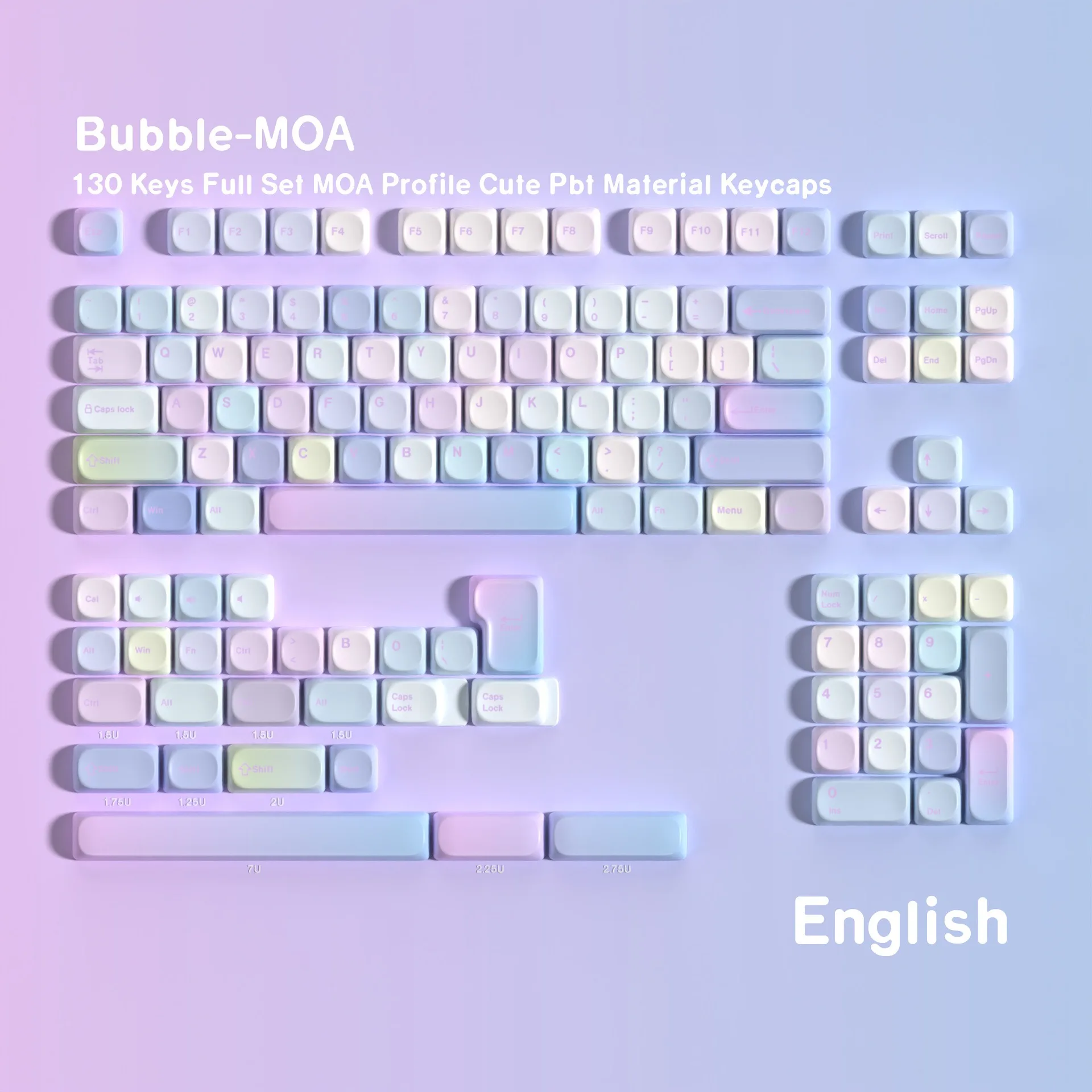 Bubble Mechanical Keyboard Keycap MOA Profile PBT Keycaps Spanish French German UK Abnt2 Russian Korean Arabic Japanese Key Caps
