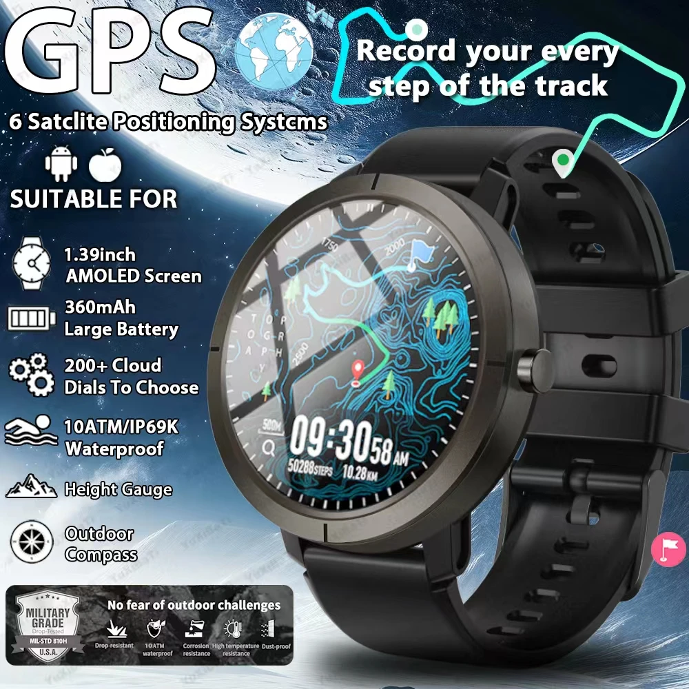 2025 New Smartwatch For Man Built-in GPS 1.32inch AMOLED Display Bluetooth Call Sports 5ATM Waterproof Smart Watch Woman Men