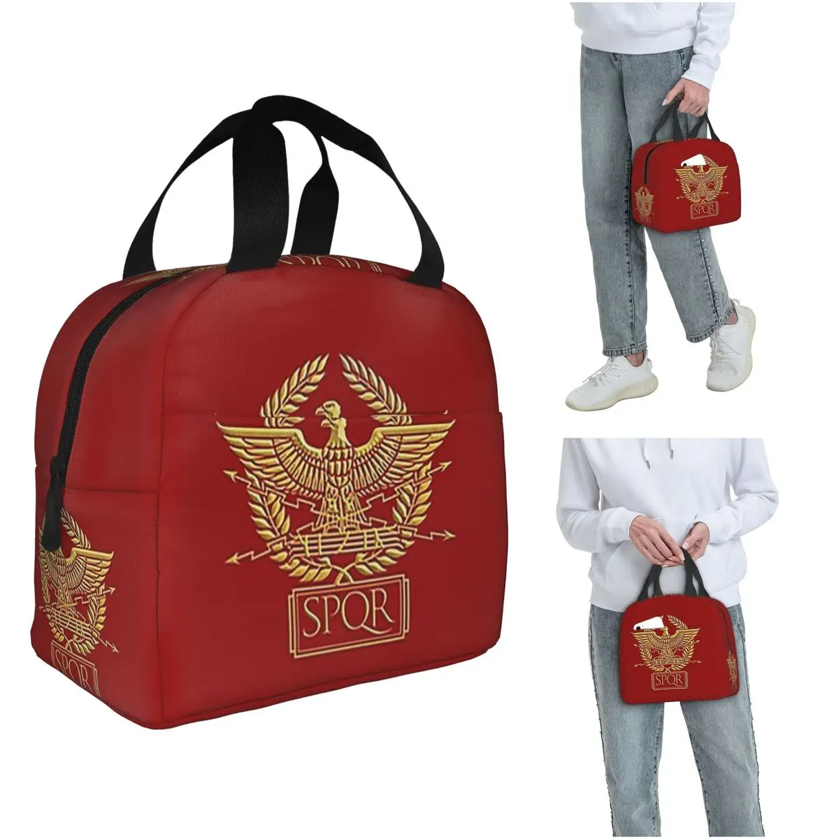 SPQR- Roman Empire Standard Eagle Emblem Insulated Lunch Bag for Women Kids Leakproof Food Boxes Thermal Lunch Box Tote