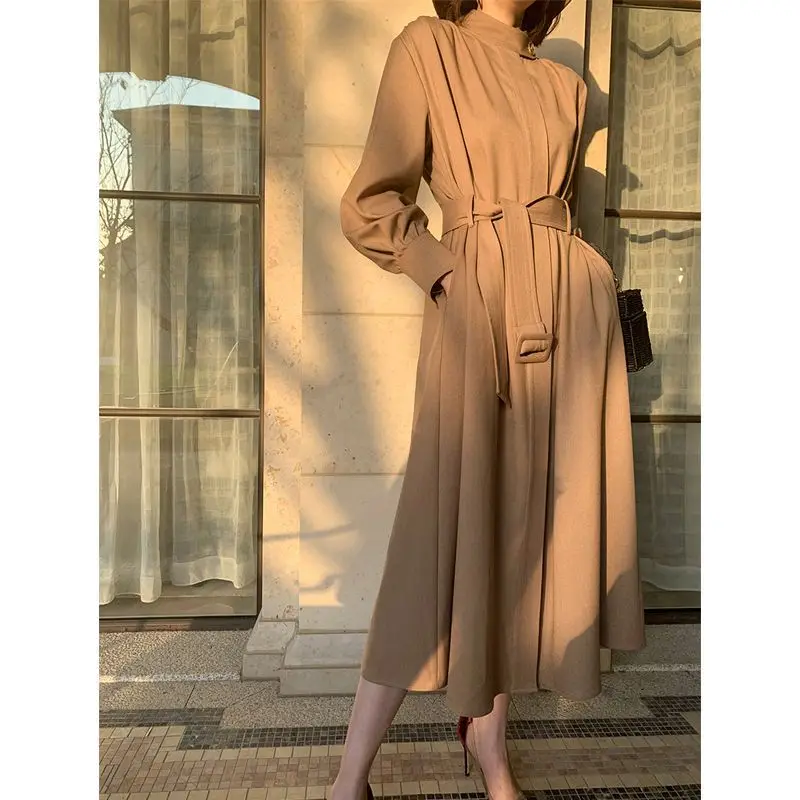 

Spring and Autumn New Women's Windbreaker Dress Loose Commuter Retro Oversize Dress