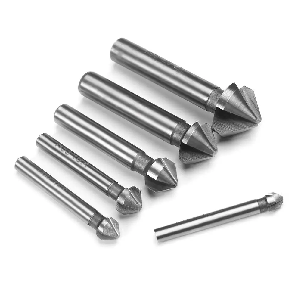 6.3/8.3/10.4/12.4/16.5/20.5mm Hard Metals Round Handle Hand Power Tools Countersink Drill Bit Three Edge Chamfer Cutter Tool