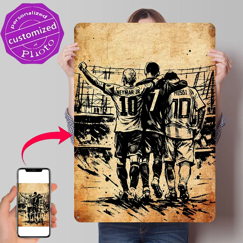 Messi Metal Wall Art Neymar Bedroom Decoration Room Home Decor Ornaments Wand Deko Garage Accessories Funny Signs Tin Sign Items