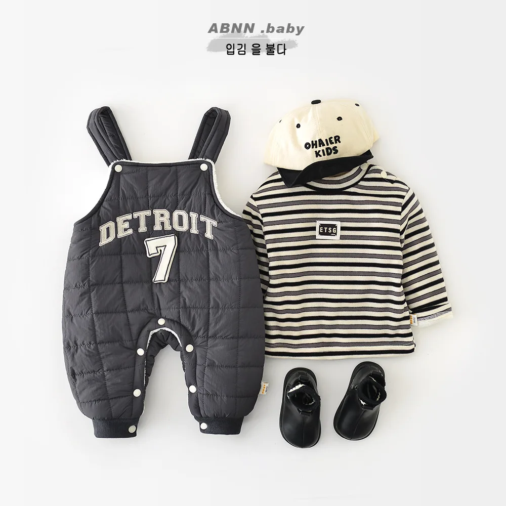 2025 شتاء جديد طفل طويل الأكمام الصوف المحملة الرضع بنين بنات عادية مخطط قاع القمصان زائد المخملية سميكة طفل الملابس #2