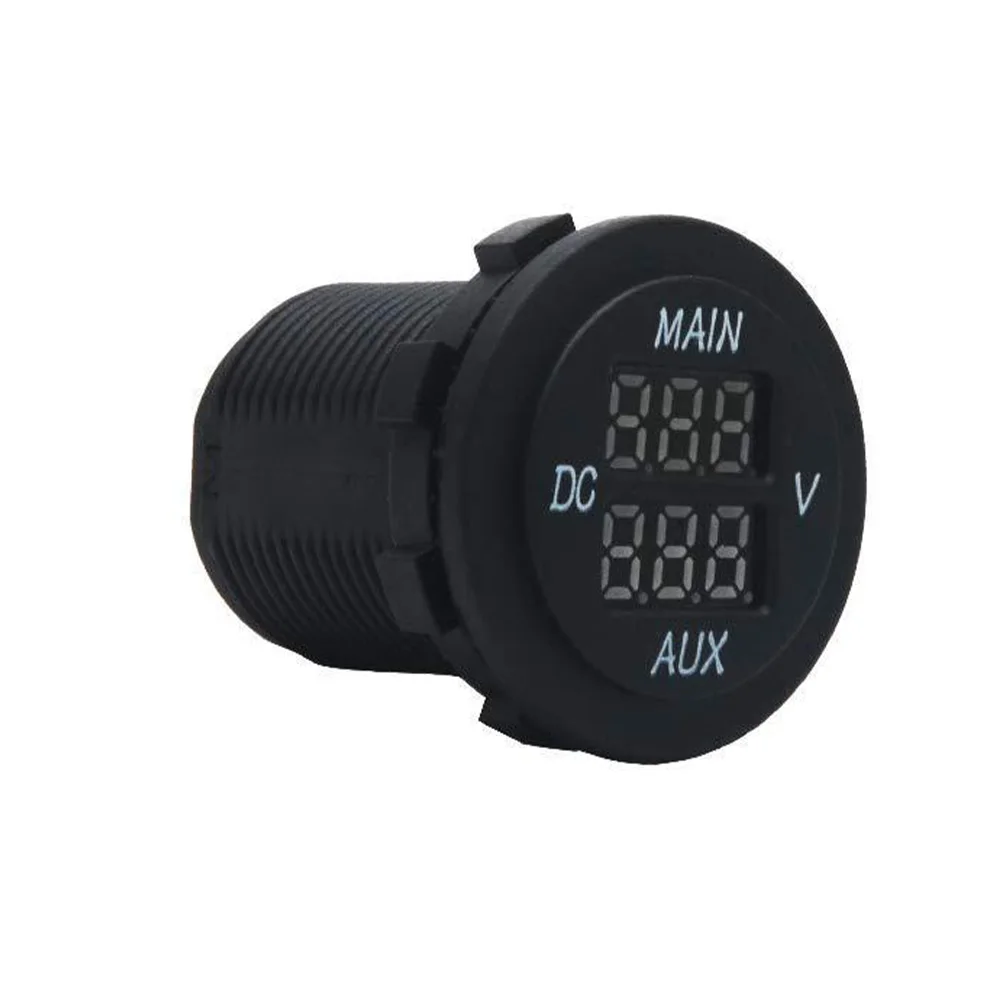 Black Plastic LED Digital Double Voltmeter Fit for Most 12-24V Vehicles