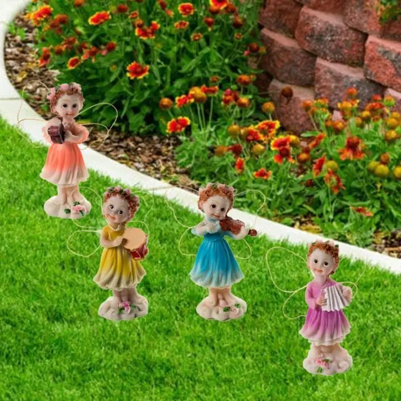E8BD 4pcs Fairy Garden Fairies Accessories Miniature Musical Fairies Figurines Micro Landscape Outdoor Bonsai Dollhouse