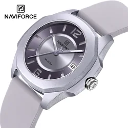 NAVIFORCE 7107 Watch for Women Fashion Elegant Female Quartz Silicone Strap Wristwatch 5ATM Waterproof Date Display Ladies Clock