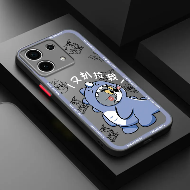 Cute T-Tom J-Jerrys Frosted Translucent Phone Case For Redmi 9A 9C 9i 9T 10 Prime 10C K30 K40 S K20 Pro Gaming Plus