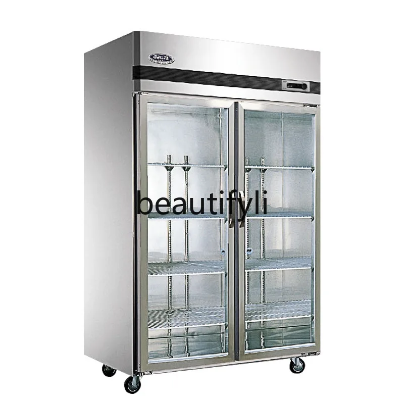 

Commercial Two-Door Refrigerated Freezer Vertical Beverage Display Refrigerator Fruit Preservation Cabinet