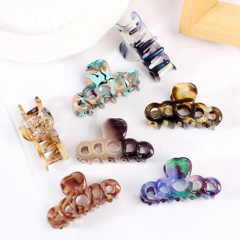 2023 Korean Style Acetate Fashion Women Hair Claw Hair Clips Fashion Hollow Circle Ponytail Mini Kids Hair Accessories Headwear