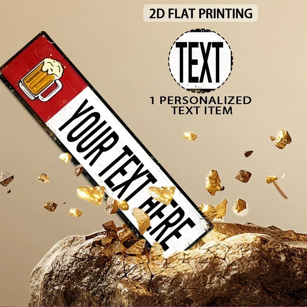 Personalized Text 2D Flat UV HD Sign Decor Only 15.75x3.94