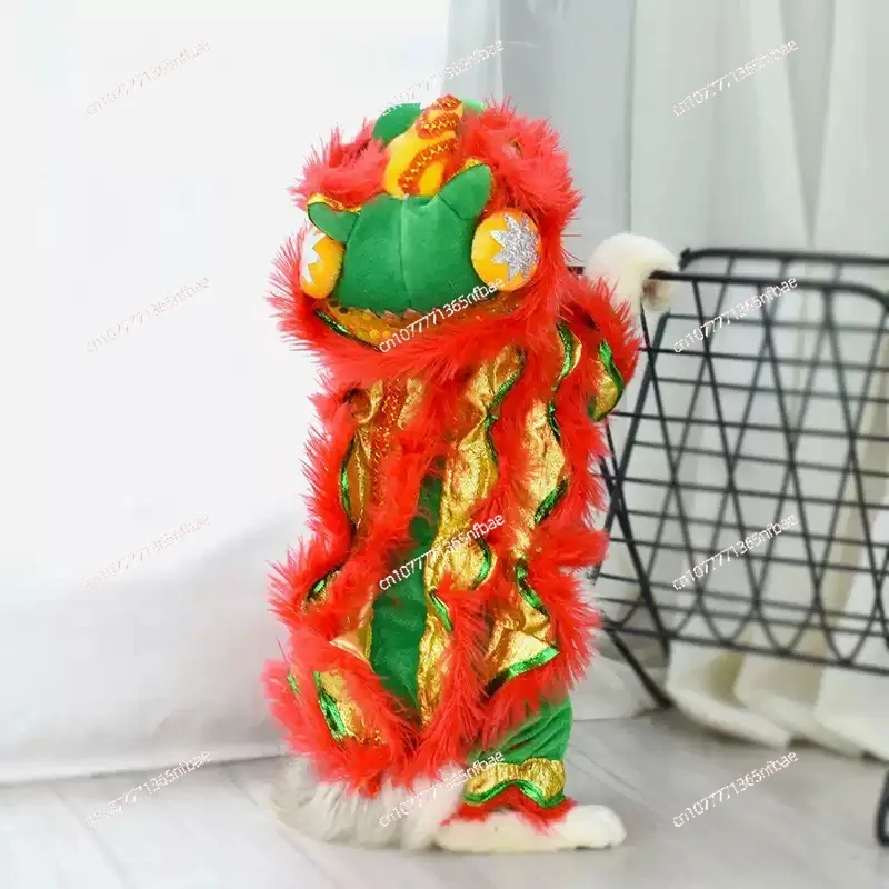 Lion Dance Costume for Small Dogs Cats, Chinese New Year Pet Outfit for Teddy Corgi, Festive Winter Apparel