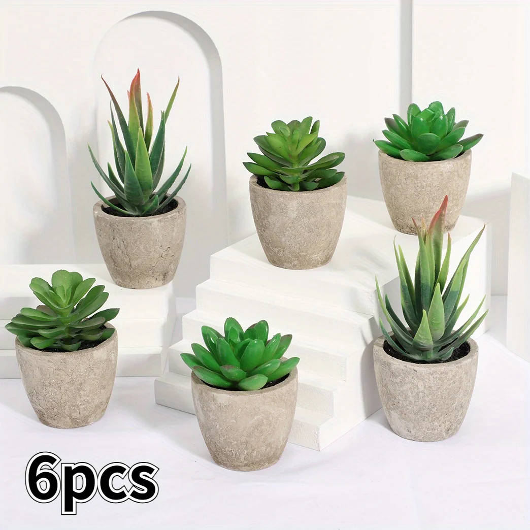 XIYA FLOWER 3pcs/6pcs Artificial Succulent Mini Potted Plants Wholesale PE Material Artificial Plants Home Decor