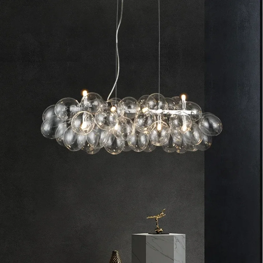 Moonriver Lighting LED Modern Glass Ball Chandelier Creative Color Hanging Lamp for Ceiling Living Room Pendant Light Room Decor