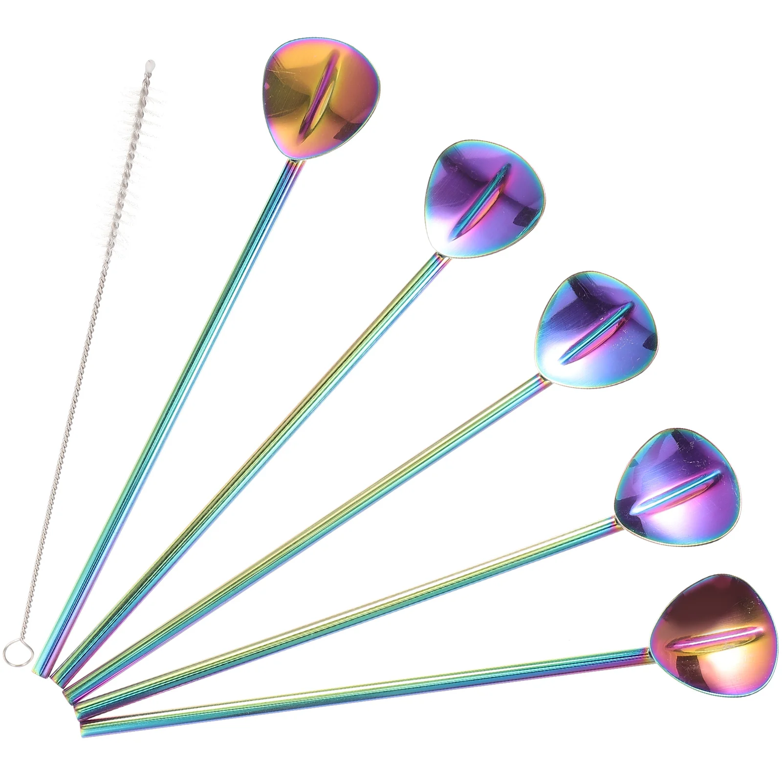 

1Set Straw Spoon Stainless Steel Straws Reusable Drink Stirrer Spoons for Home Restaurant Hotel Use Spoon Straws