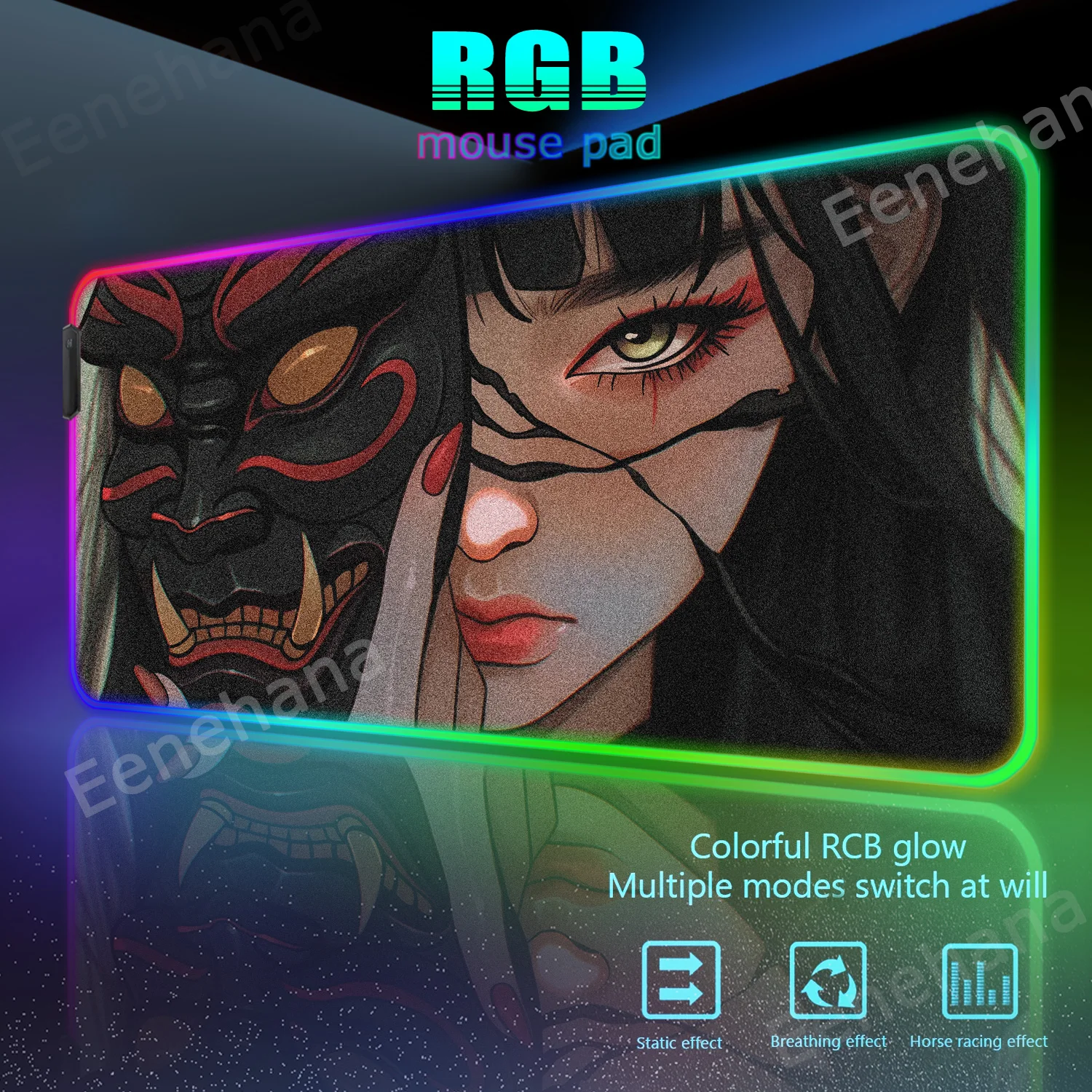 

Janpanese Mask Girl Mouse Pad 90x40CM non-slip Gaming Mousepad Game Mechanical Keyboard RGB Desk Mat Gamer E-Sports Mouse Mat