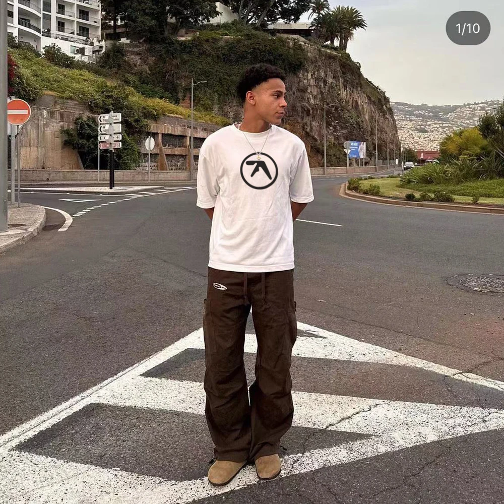 Punk aphex twin print camiseta oversize hip hop streetwear harajuku t camisa goth verão topo de manga curta roupas de algodão y2k