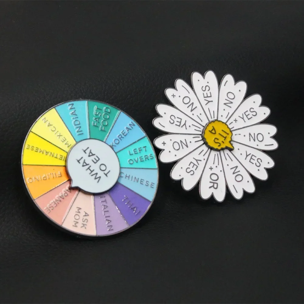 circle spinning key chain enamel Pins Brooches Decoration label jewelry Badges For bag Clothes Backpack accessories DIY gift