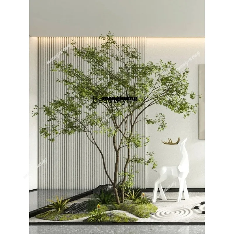 N    Simulation green plants indoor plants landscape landscaping big tree potted banyan tree window hotel decorative tree