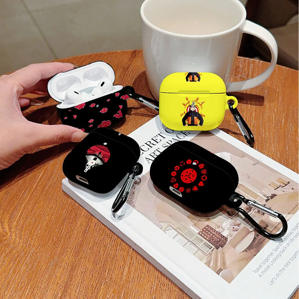 Hot Anime N-Narutos Shockproof Protective Glossy HD Hard PC Earphone Cover Case For AirPods 1 2 3 4 Pro Pro2 with Metal Hook — zdjęcie 3