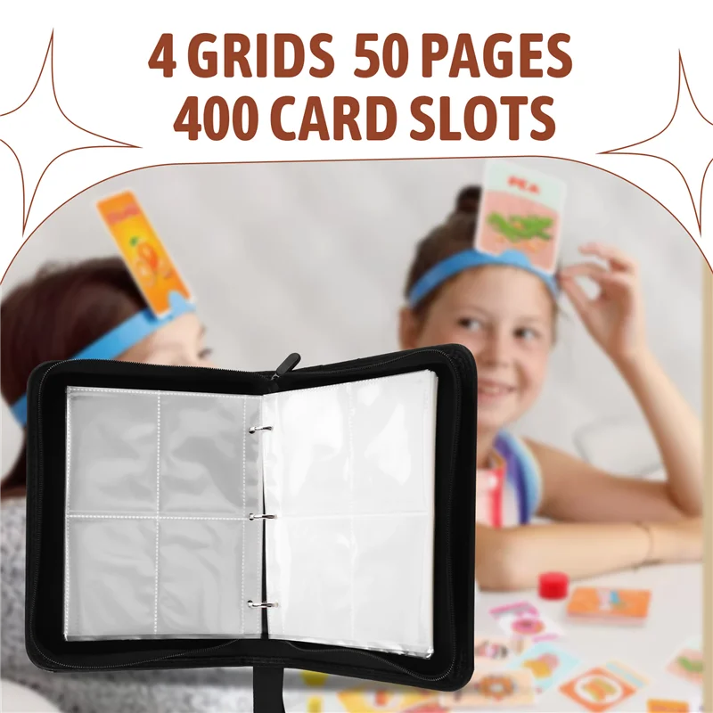 A13E-4 Pocket Double Sided Top Loaders Binder, Card Binder Abulm For Game/Football/Baseball Card