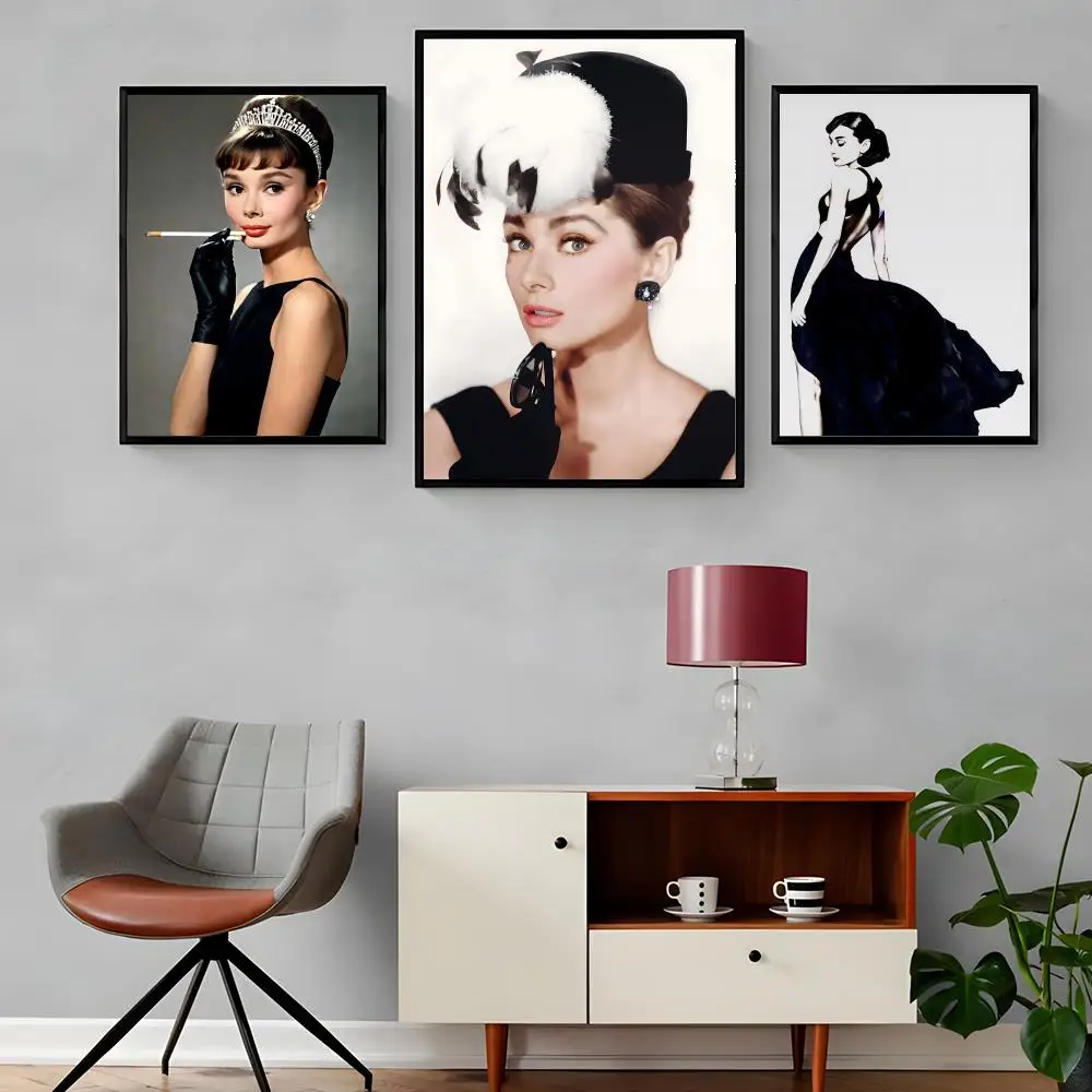 A-Audrey H-Hepburn Painting Calligraphy Canvas Poster: Crease Free Waterproof Durable All Space Wall Decor