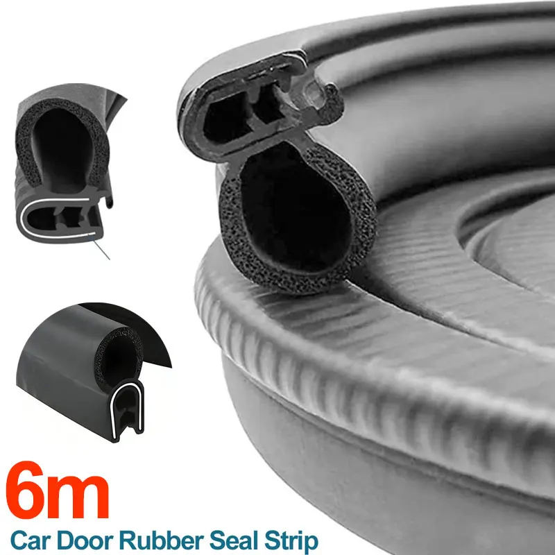Universal 6M Soundproof Sealing Strips Car Door Rubber Seal Strip with Side/Top PVC Bulb for Car Door Boat Home Sealants Kit