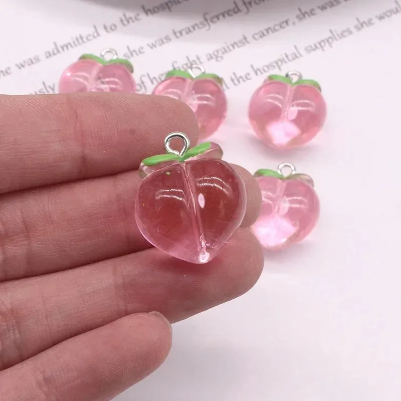 Resin Pink Peach Pendants Friut Charms Jewelry Making Earrings Keychain Necklace DIY Cratfs Findings