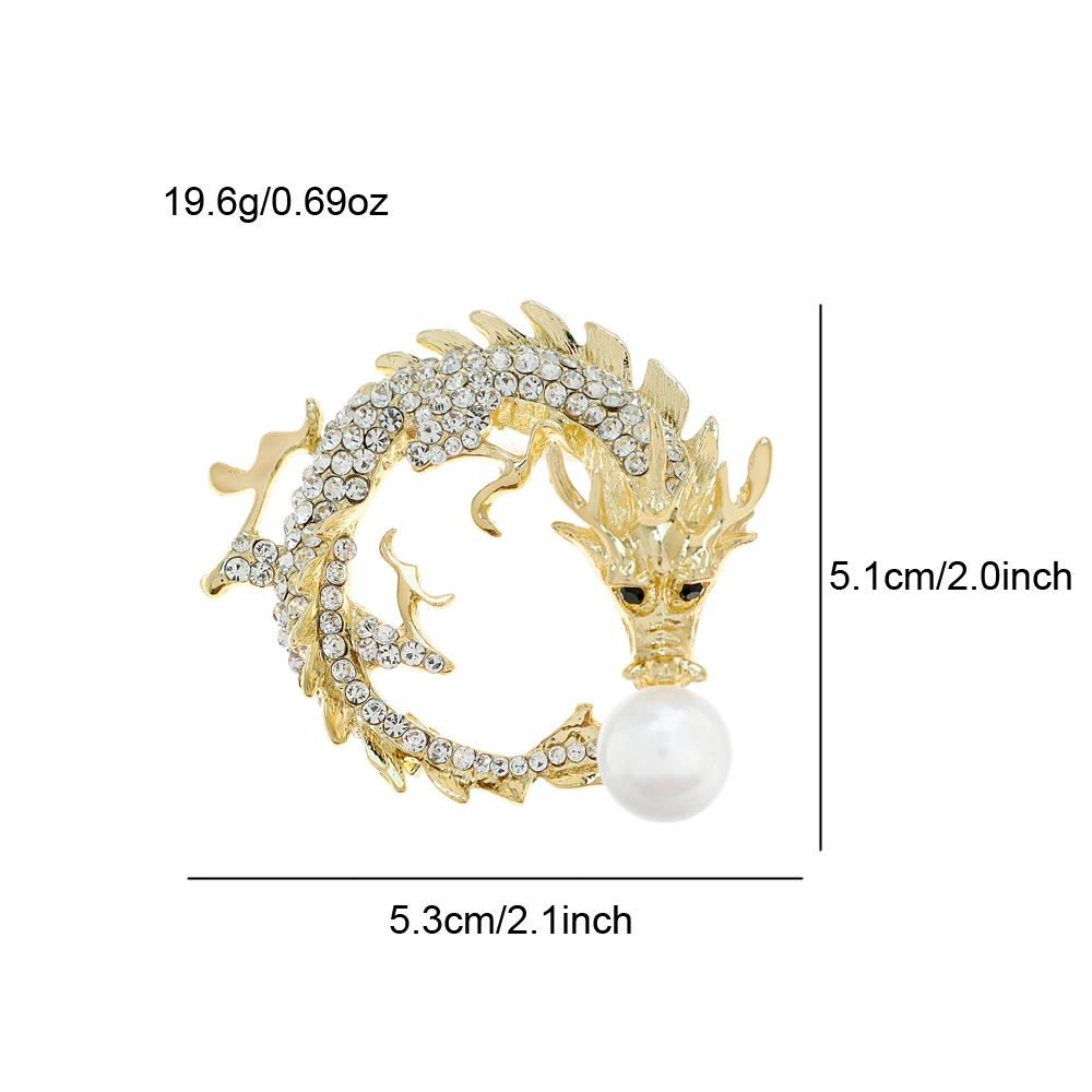 CINDY XIANG Rhinestone Chinese Dragon Brooch Unisex Pin Party Wedding Accessories Zodiac Jewelry