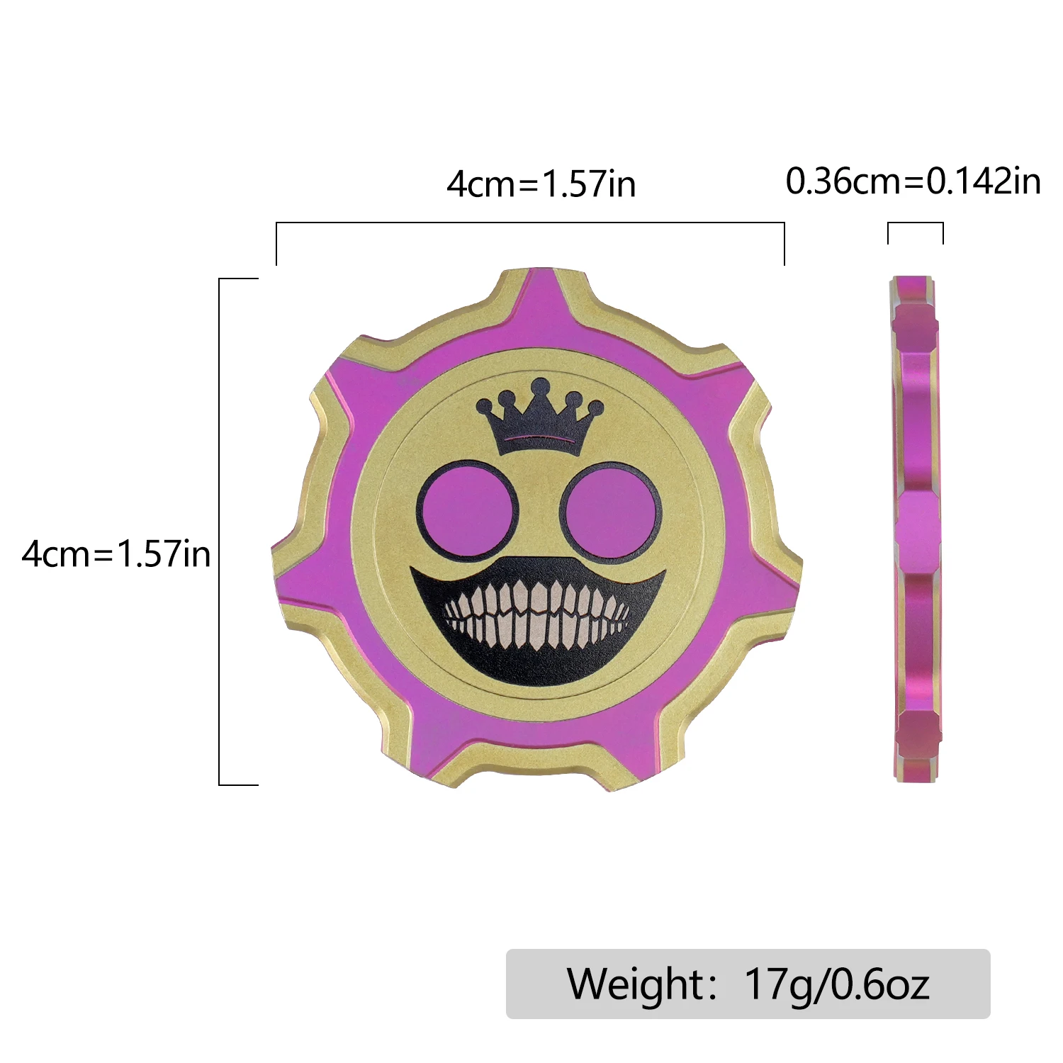 Colorful Gear Edge Titanium Fidget Coin Skull Evil Face Poker Chip EDC Stress Relief Spinning Toy For Adult Collectible