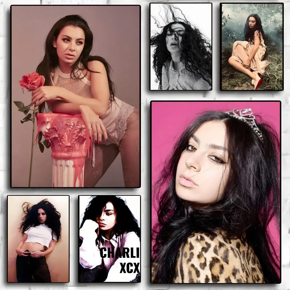 Charli XCX Singer Music Poster Self-adhesive Advanced Aesthetic Printing Paper Wall Art for Living Room Home Decor