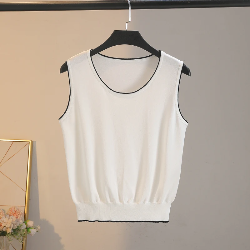 

Ele Drapey Ice Silk Vest Women's round Ne Svel T-irt Base irt Inner oulder Pad Overhead Sle Commute Fai...