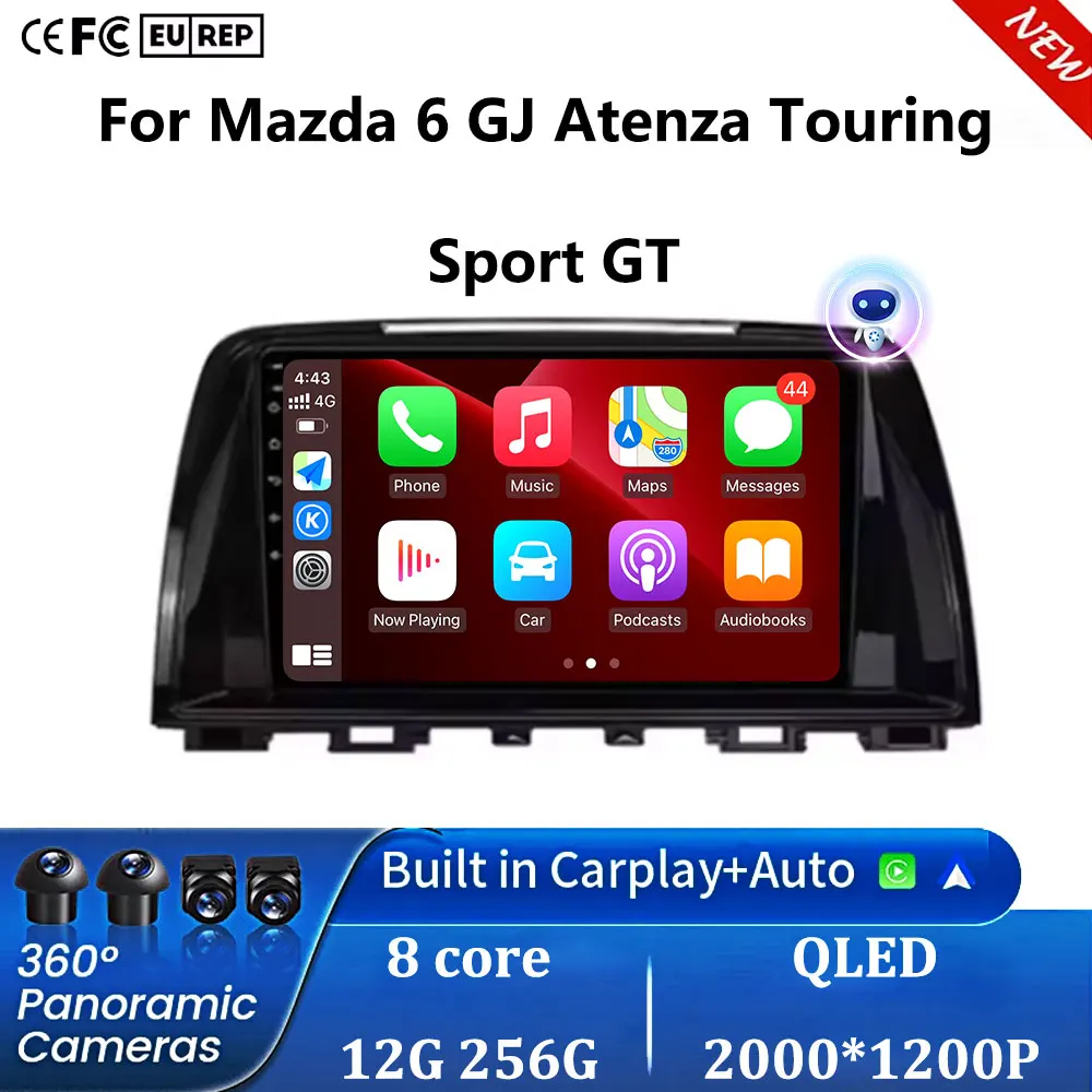 Android 16 For Mazda 6 GJ Atenza Touring Sport GT Android Car Radio Carplay Multimedia Video Player GPS Navigation Auto NO DVD