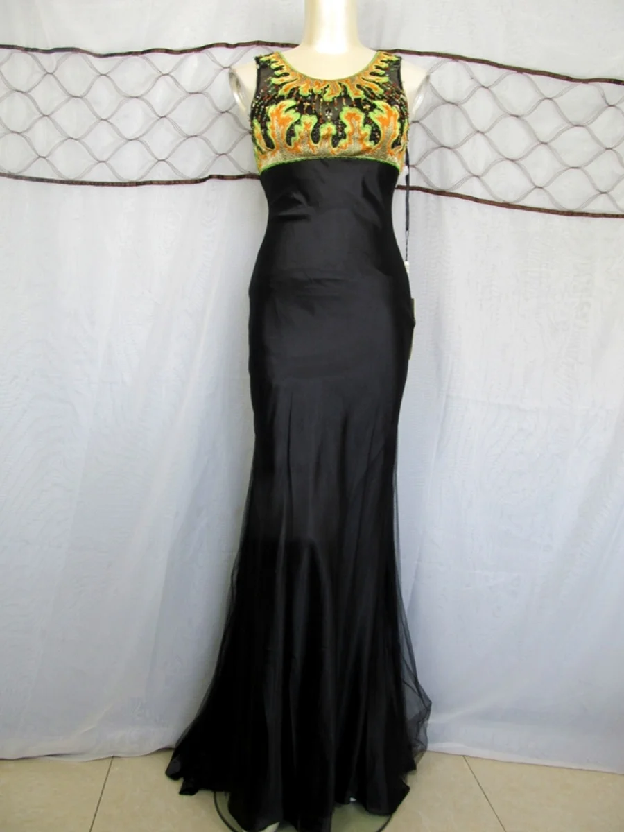 

Ele Вышитое тяжелое рабочее я, расшитое бисером, облегающее сексуальное вечернее платье, бальное платье, уникальный образец Faion, драпированный хвост с высокой талией