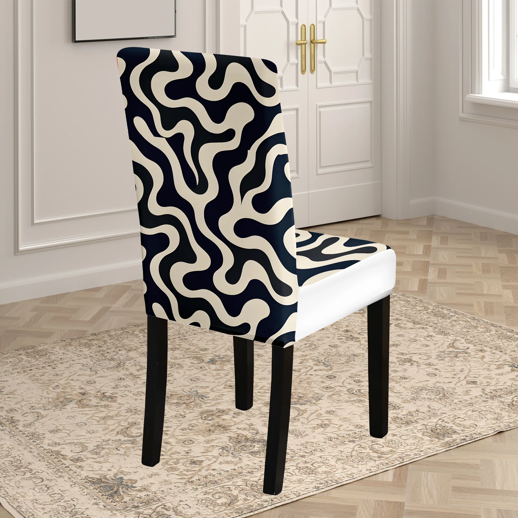 2026 New Elastic Full - Coverage Chair Cover, Abstract Wave Pattern, Summer Outdoor & Indoor Sofa Cover, W