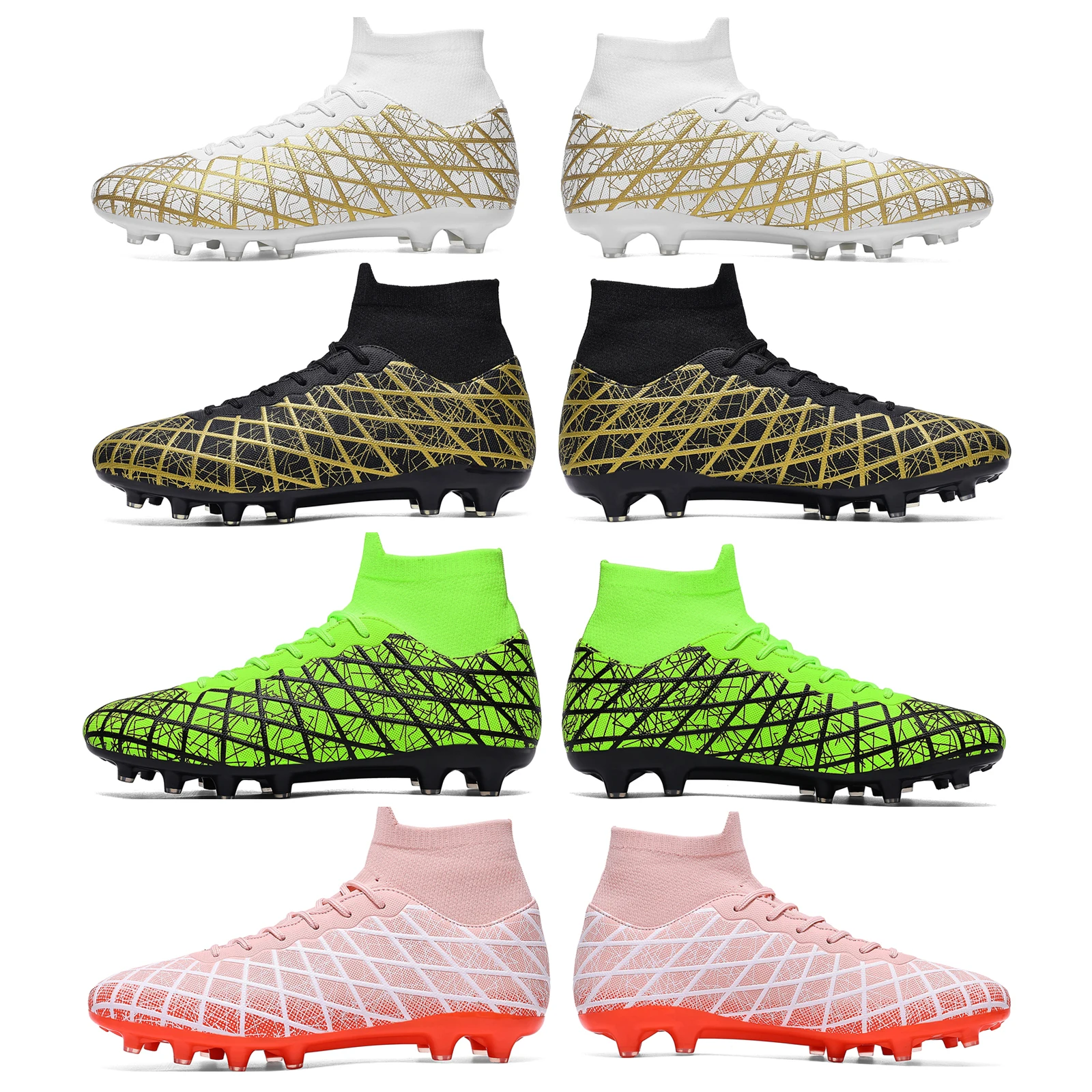 

Men's Long Spikes Football Boots Cleats Futsal Training FG Soccer Shoes Grass Sports Sneakers Unisex Teenagers Drop Shipping
