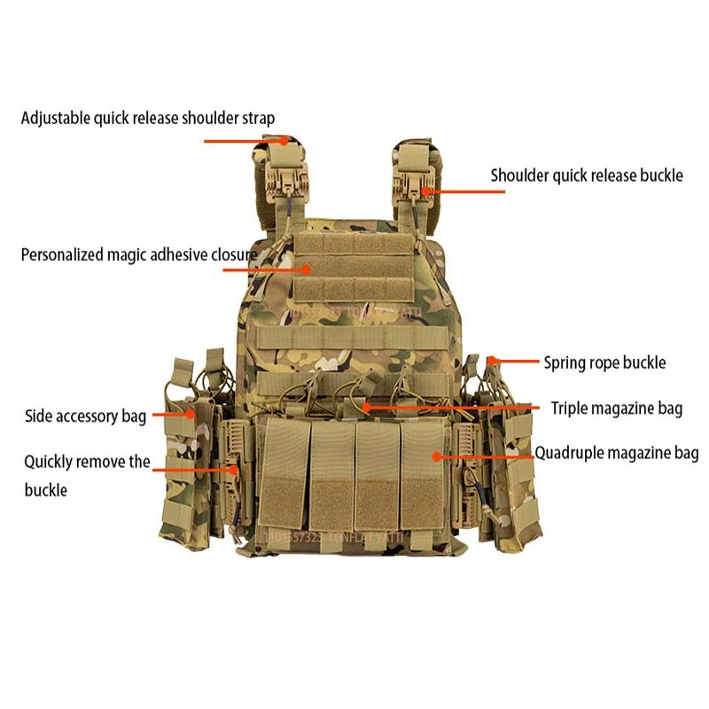 Imagem -03 - Molle Jpc Quick Release Vest 600d Pano Oxford Resistente ao Desgaste Tático Militar Cor Bala Pistola de ar Caça